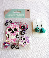 Stone Skull Earrings & Skull Stickers Gothic gift sets *SALE!