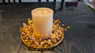 Set of 3 Candle+Wreath/Ring+ Vinyl Plate , View more