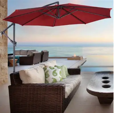 New in Box : This hanging offset umbrella can be used as a sun tent, rain shelter, and more. The par...