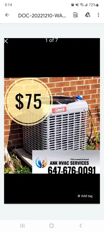 $75 GAS/AC/HVAC TECHNICIAN/WATER HEATER/FURNACE. 6476760091, View more