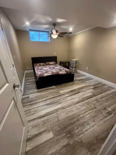 The basement bedroom
