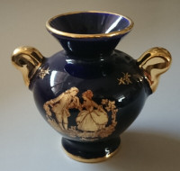 Vintage Limoges Cobalt Blue with Gold Accent Ornate Mini Vase