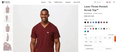 Leon Three-Pocket Scrub Top Brand new, bought as gift did not end up using. Size LARGE. maroon.