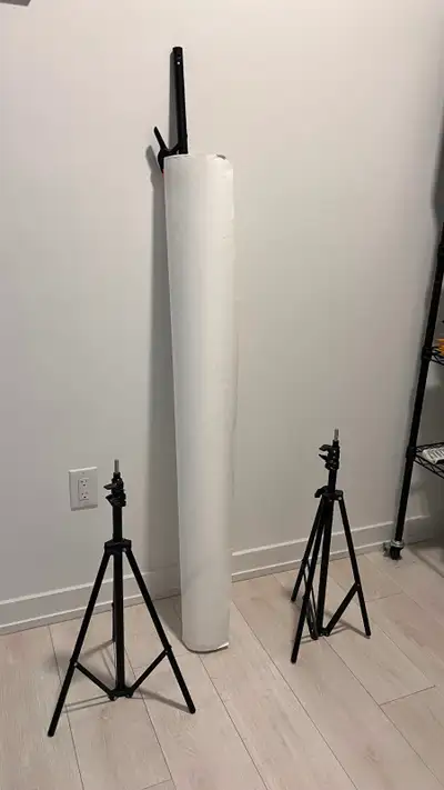 Backdrop Stand with White Roll - For Sale, View more