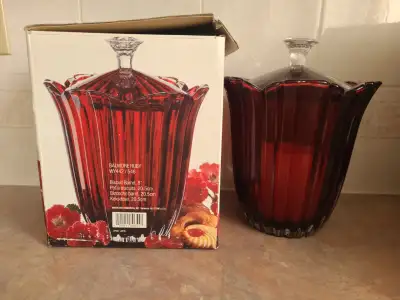 Vintage Studio Nova Balmore Ruby Biscuit/candy barrel/jar, View more
