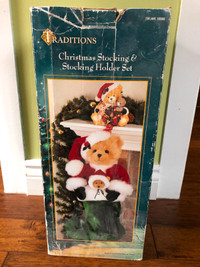 Christmas Stocking and Stocking Holder Set