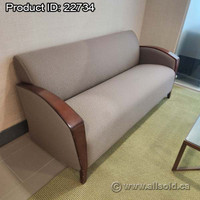 Light Brown Sofa Couch w/ Wood Frame