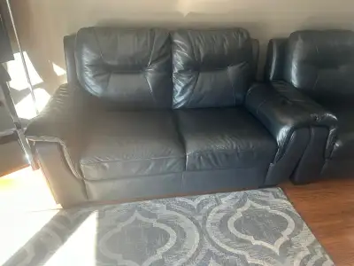 Black Genuine Leather Set of Sofa, View more