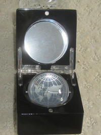 New Boxed Paperweight With Clock, World Map, Photo & Mirror