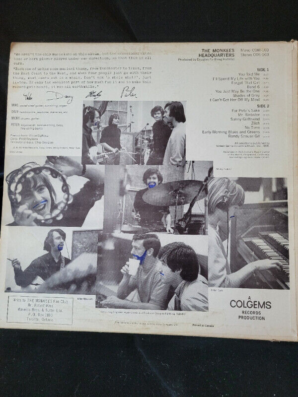 1967 The Monkees Headquarters LP COM-103 Producers Cover in Other in Winnipeg - Image 2