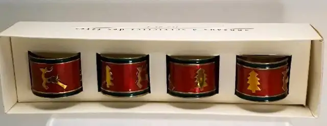 Set of 4 Pier 1 Imports Brass Holiday Napkin Rings Christmas63611957989763120