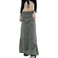 NEW goowrom Women Casual Streetwear Skirt, Solid Color Wide Hem