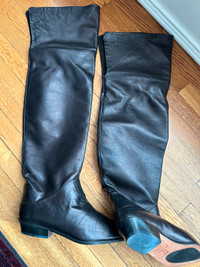 Italian Leather Tall leather Boots, with Foldable Cuff 8.5M