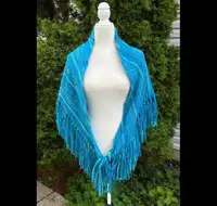 Deco & wearable art. Variation in blues » vintage artisan shawl