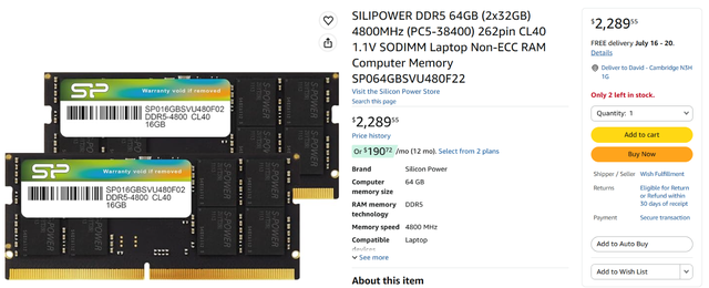 64GB DDR5 5600MHz CL40 LAPTOP SODIMM RAM (SILICON POWER) in Laptop Accessories in Kitchener / Waterloo - Image 5