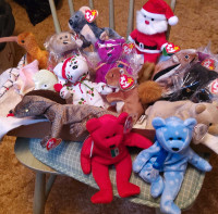 Assorted characters and TY beanie bears for sale