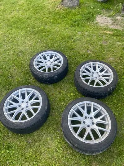 Set of 5x112 wheels in great condition except one wheel has some curb rash and is slightly bent it i...