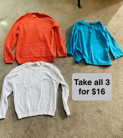 Gently worn (like NEW) condition. TAKE ALL 3 for $16 CAD firm. Extra Large size. Smoke free home. If...