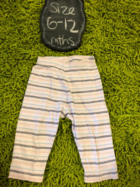 Old Navy pink white and black striped cotton pants 6-12 months