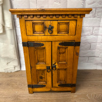 Antique Asian Apothecary Style Solid Elm Nightstand