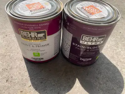 2 Paints - light cream and grey (used) Behr interior 946mL, View more
