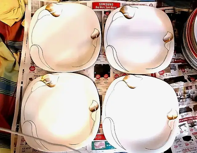 4 Images by Royal Sealy Symphony China Gold Lilies dinner plates