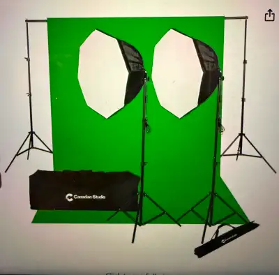 SOFTBOX LIGHTING WITH GREEN BACKDROP STAND KIT, View more