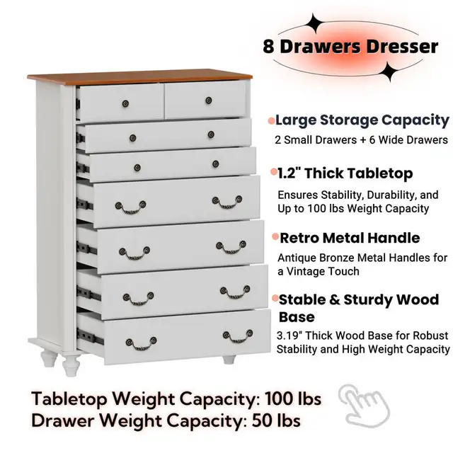 Beautiful 8 Drawer Dresser, heavy duty wardrobe  in Dressers & Wardrobes in Markham / York Region - Image 5