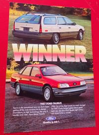 COOL ORIG 1987 FORD TAURUS RETRO PRINT AD - AFFICHE AUTO 80S