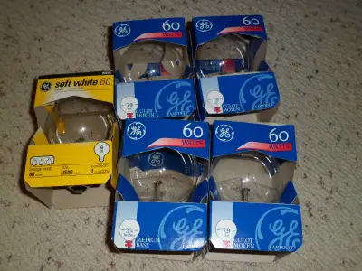 Lot of 5 GE light bulbs 60G25/W 14848 60 watts clear - New, View more