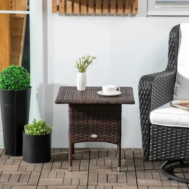 20" Patio Wicker Coffee Table, Mixed Brown  in Coffee Tables in Markham / York Region - Image 9