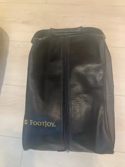 Black leather FootJoy golf shoe bag, View more