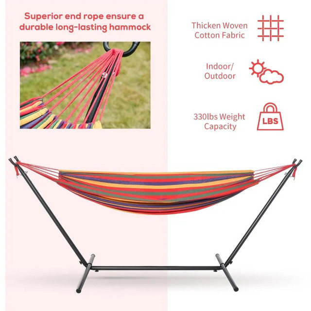 Patio Hammock with Stand, Fabric Outdoor Hammock Bed with Stand, in Patio & Garden Furniture in Markham / York Region - Image 3
