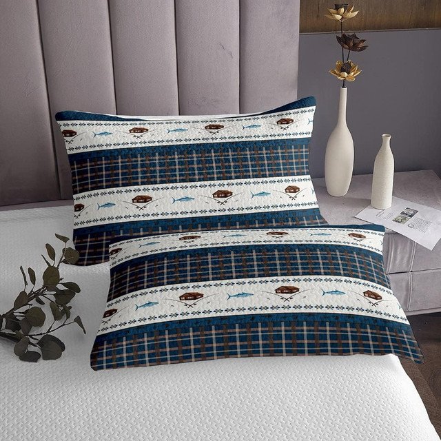 New 2 Piece Gone Fishing Bedspread Set - Twin $65 in Bedding in North Bay - Image 2