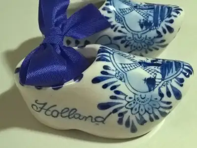 Vintage Dutch Delft Blue Porcelain Shoes Clogs Holland, View more