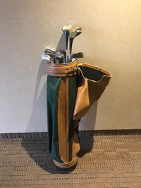 Golf bag including 3 woods, 5 irons, pitching wedge and putter