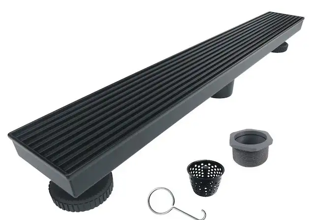 NEW Reln 28" black stainless steel shower drain