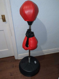 Pounching bag with boxing gloves 