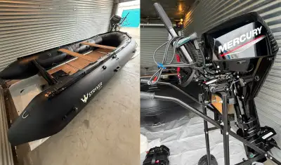 Brand new Stryker HD 470 sold "as-is" with brand new Mercury 20HP ELHPT (electric start, long shaft,...