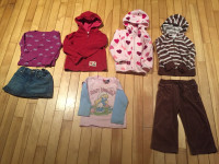 Girls 18-24 month lot (skirt, long sleeve shirts, hoodie)