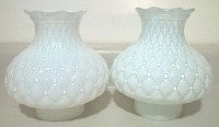 Vintage Fenton  Quilted Pattern White Glass Lamp Globe Quilted
