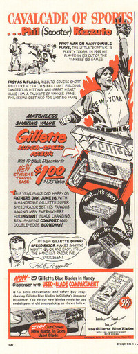 1950 half-page ad for Gillette, New York Yankee Phil Rizzuto
