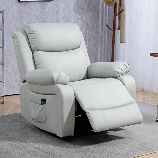  PU Leather Reclining Chair with Vibration Massage Rocker, Swive in Chairs & Recliners in Markham / York Region - Image 8
