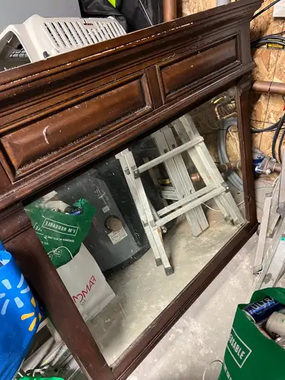 lg wood framed beveled mirror, View more