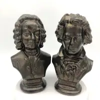 Vintage Beethoven and Bach Ceramic Busts