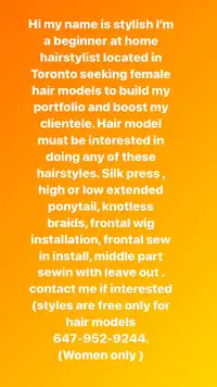 HAIR MODEL NEEDED‼️ | TORONTO HAIR STYLIST