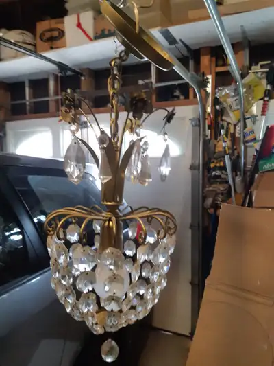 For sale vintage crystal ceiling fixture, View more