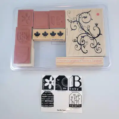 Wood Stamps Tags Swirl Maple Leaf Paper Crafts Card Making Scrap, View more