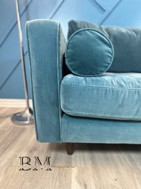 Blue Velvet Sofa - DELIVERY AVAILABLE