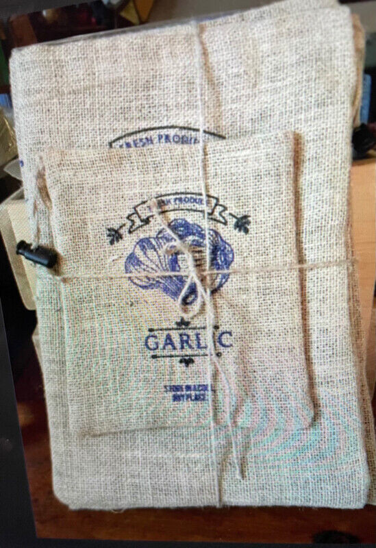 Set of Three Burlap  Storage Bags  - Garlic, Onions & Potatoes in Storage & Organization in Mississauga / Peel Region